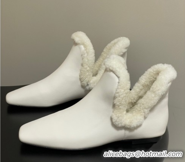 Best Product The Row Lambskin and Wool Flat Ankle Boots TR102801 White 2025