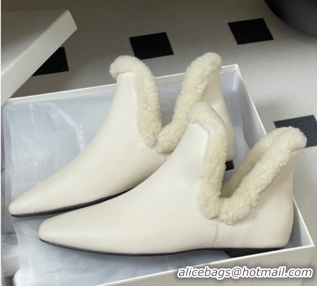 Best Product The Row Lambskin and Wool Flat Ankle Boots TR102801 White 2025