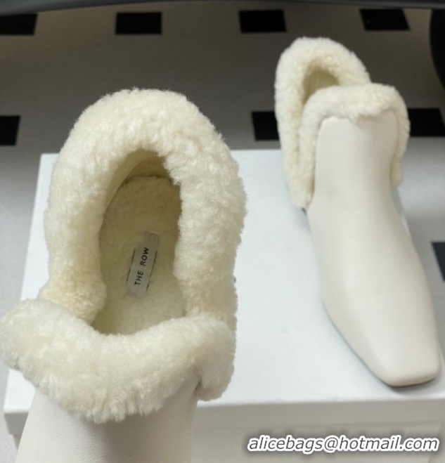Best Product The Row Lambskin and Wool Flat Ankle Boots TR102801 White 2025