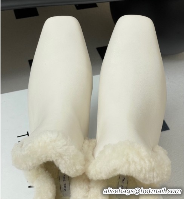 Best Product The Row Lambskin and Wool Flat Ankle Boots TR102801 White 2025