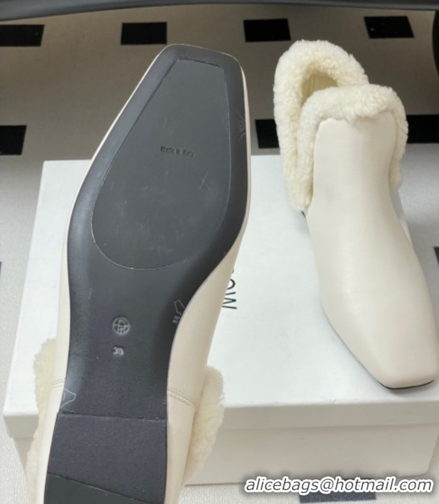 Best Product The Row Lambskin and Wool Flat Ankle Boots TR102801 White 2025