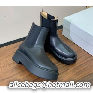 Good Quality The Row Leather Platform Ankle Boots 5cm TR102802 Black 2025