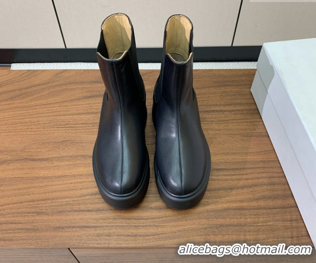 Good Quality The Row Leather Platform Ankle Boots 5cm TR102802 Black 2025