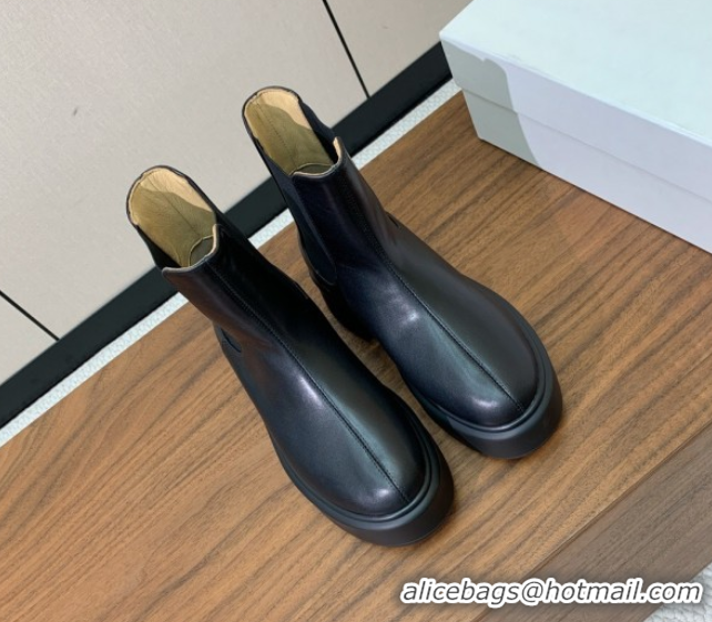 Good Quality The Row Leather Platform Ankle Boots 5cm TR102802 Black 2025