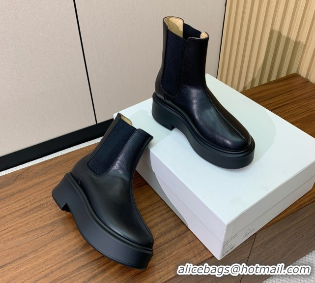 Good Quality The Row Leather Platform Ankle Boots 5cm TR102802 Black 2025