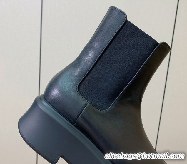 Good Quality The Row Leather Platform Ankle Boots 5cm TR102802 Black 2025