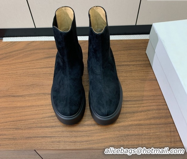 Low Price The Row Suede Platform Ankle Boots 5cm TR102802 Black 2025