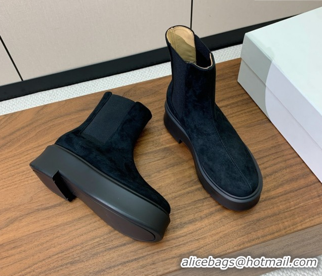 Low Price The Row Suede Platform Ankle Boots 5cm TR102802 Black 2025