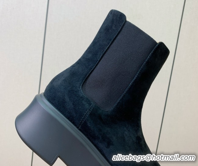 Low Price The Row Suede Platform Ankle Boots 5cm TR102802 Black 2025