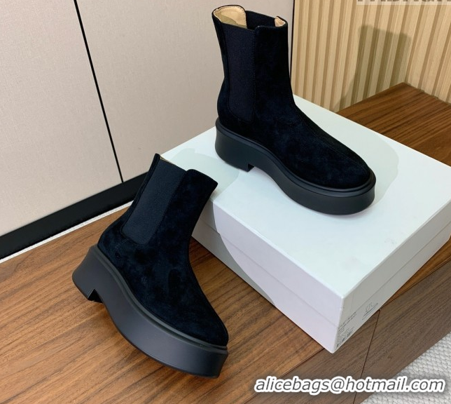 Low Price The Row Suede Platform Ankle Boots 5cm TR102802 Black 2025