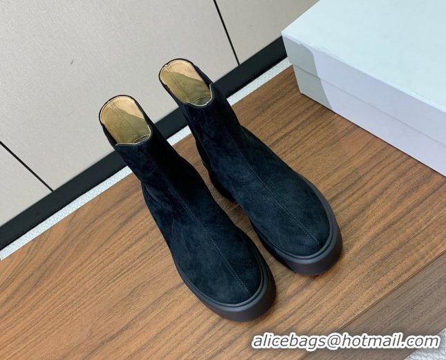 Low Price The Row Suede Platform Ankle Boots 5cm TR102802 Black 2025