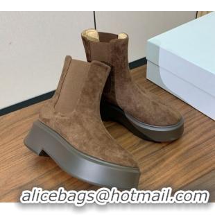 Grade Quality The Row Suede Platform Ankle Boots 5cm TR102802 Brown 2025