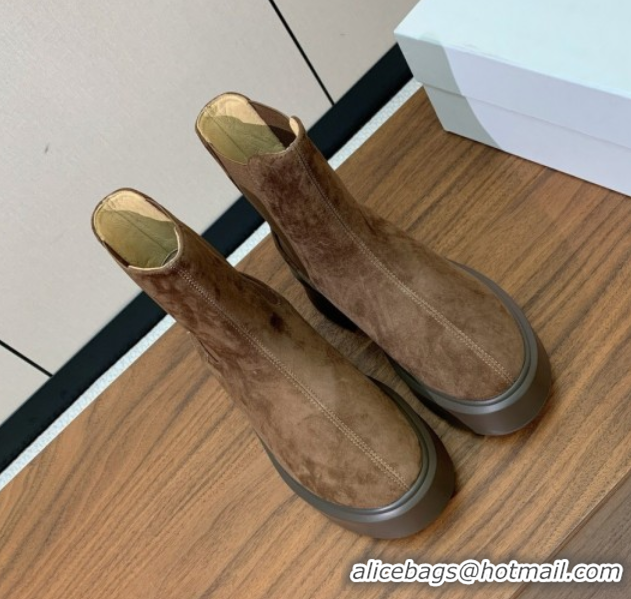 Grade Quality The Row Suede Platform Ankle Boots 5cm TR102802 Brown 2025