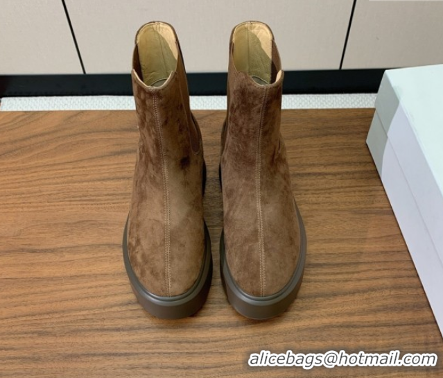 Grade Quality The Row Suede Platform Ankle Boots 5cm TR102802 Brown 2025