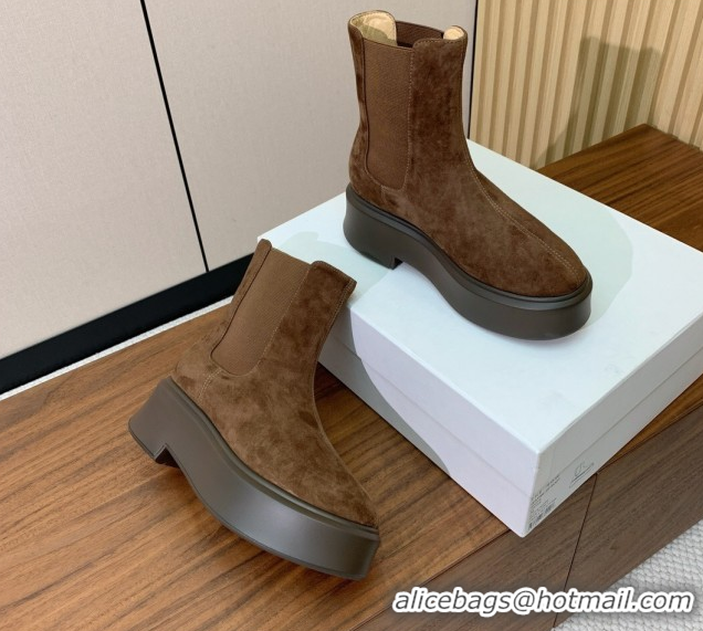 Grade Quality The Row Suede Platform Ankle Boots 5cm TR102802 Brown 2025