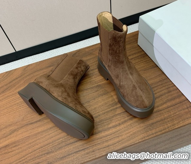 Grade Quality The Row Suede Platform Ankle Boots 5cm TR102802 Brown 2025