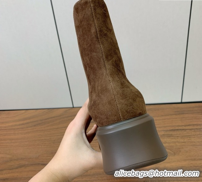 Grade Quality The Row Suede Platform Ankle Boots 5cm TR102802 Brown 2025