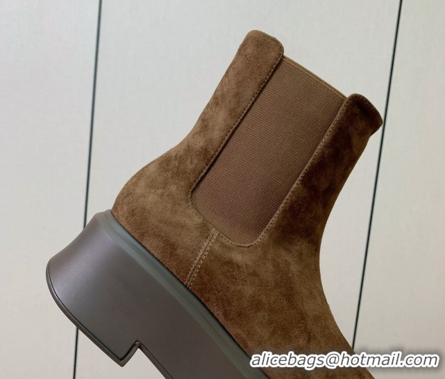 Grade Quality The Row Suede Platform Ankle Boots 5cm TR102802 Brown 2025