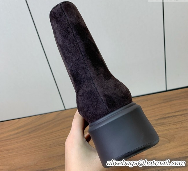 Top Grade The Row Suede Platform Ankle Boots 5cm TR102802 Dark Brown 2025