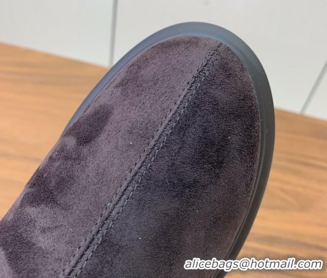 Top Grade The Row Suede Platform Ankle Boots 5cm TR102802 Dark Brown 2025
