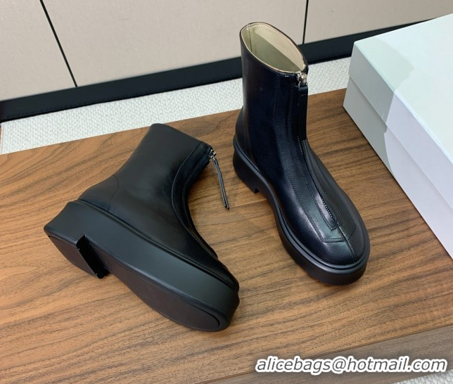 Purchase The Row Leather Zipped Platform Ankle Boots 5cm 1028074 Black 2025