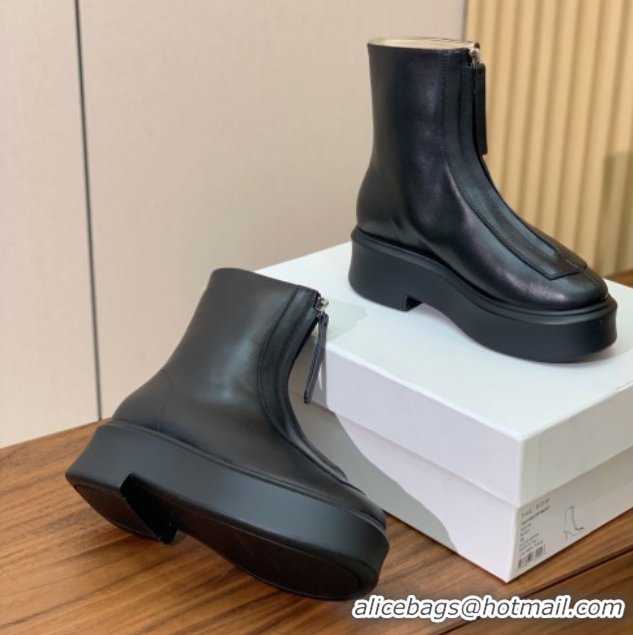 Purchase The Row Leather Zipped Platform Ankle Boots 5cm 1028074 Black 2025