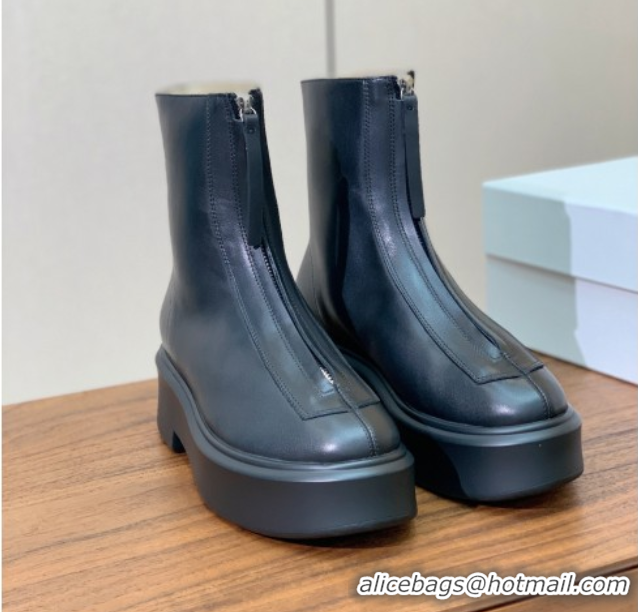 Purchase The Row Leather Zipped Platform Ankle Boots 5cm 1028074 Black 2025