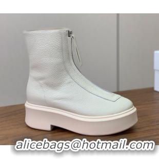 Good Product The Row Leather Zipped Platform Ankle Boots 5cm 1028074 White 2025