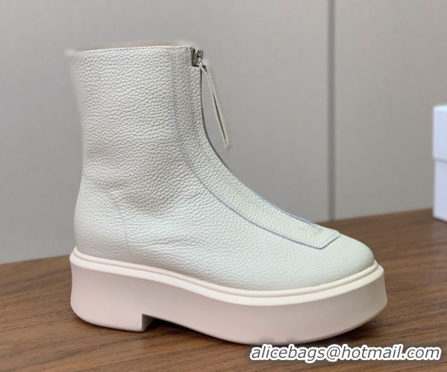 Good Product The Row Leather Zipped Platform Ankle Boots 5cm 1028074 White 2025
