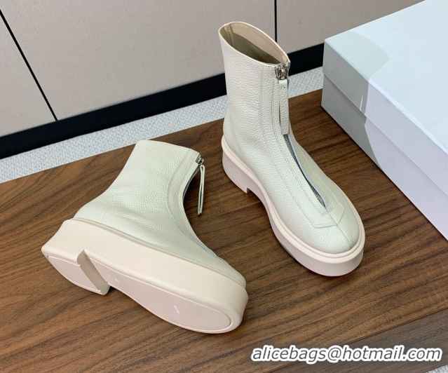 Good Product The Row Leather Zipped Platform Ankle Boots 5cm 1028074 White 2025
