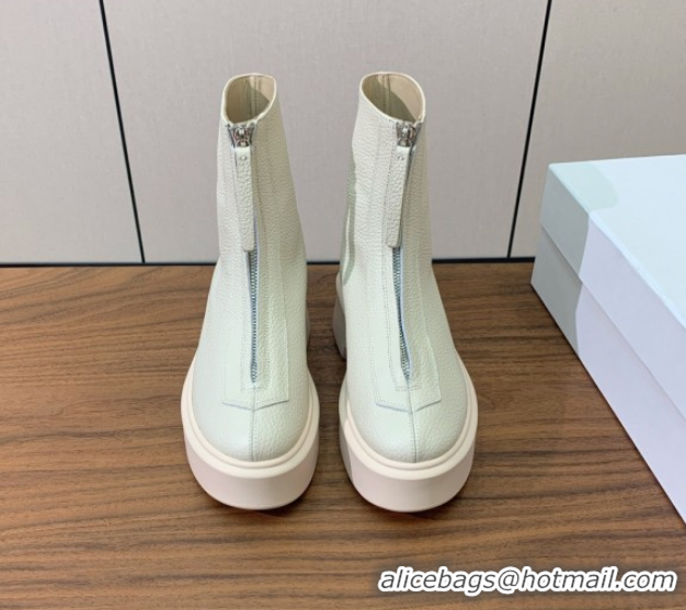 Good Product The Row Leather Zipped Platform Ankle Boots 5cm 1028074 White 2025