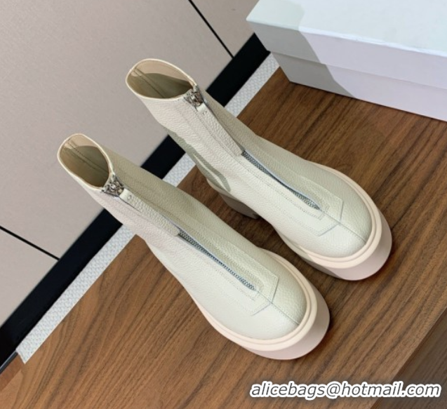 Good Product The Row Leather Zipped Platform Ankle Boots 5cm 1028074 White 2025