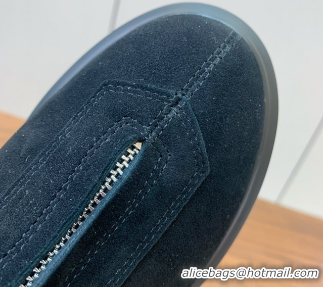 Pretty Style The Row Suede Zipped Platform Ankle Boots 5cm Black 1028076