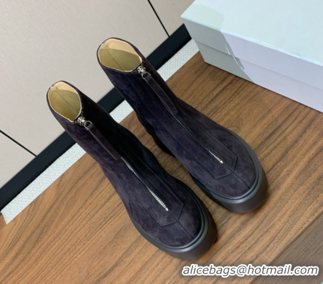 Most Popular The Row Suede Zipped Platform Ankle Boots 5cm Brown 1028077