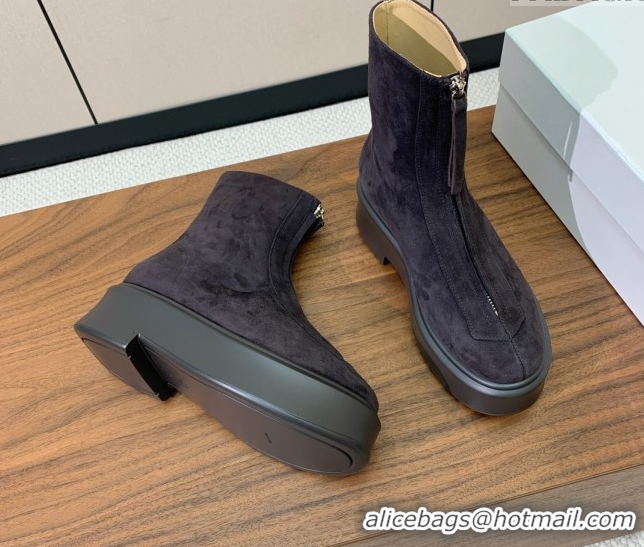 Most Popular The Row Suede Zipped Platform Ankle Boots 5cm Brown 1028077