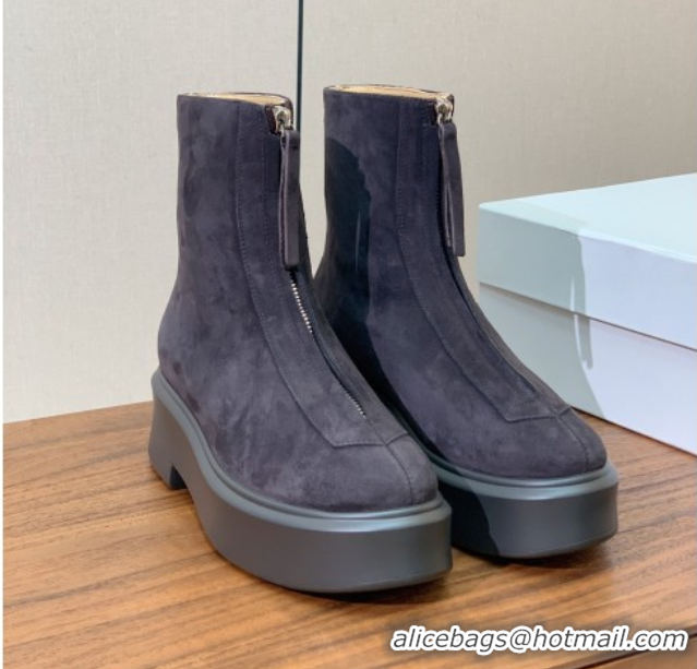 Most Popular The Row Suede Zipped Platform Ankle Boots 5cm Brown 1028077