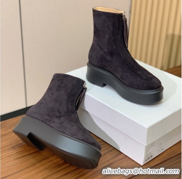 Most Popular The Row Suede Zipped Platform Ankle Boots 5cm Brown 1028077