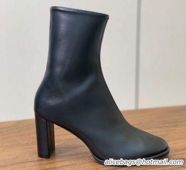 Luxurious The Row Leather Heel Ankle Boots 8cm TR102803 Black 2025