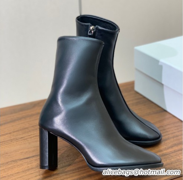Luxurious The Row Leather Heel Ankle Boots 8cm TR102803 Black 2025