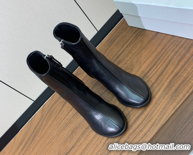 Luxurious The Row Leather Heel Ankle Boots 8cm TR102803 Black 2025