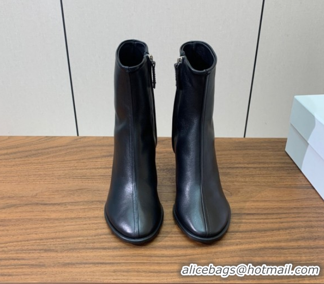 Luxurious The Row Leather Heel Ankle Boots 8cm TR102803 Black 2025