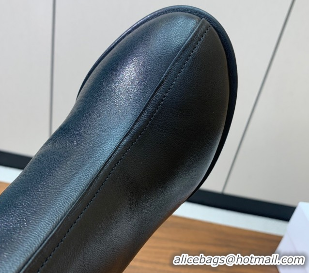 Luxurious The Row Leather Heel Ankle Boots 8cm TR102803 Black 2025