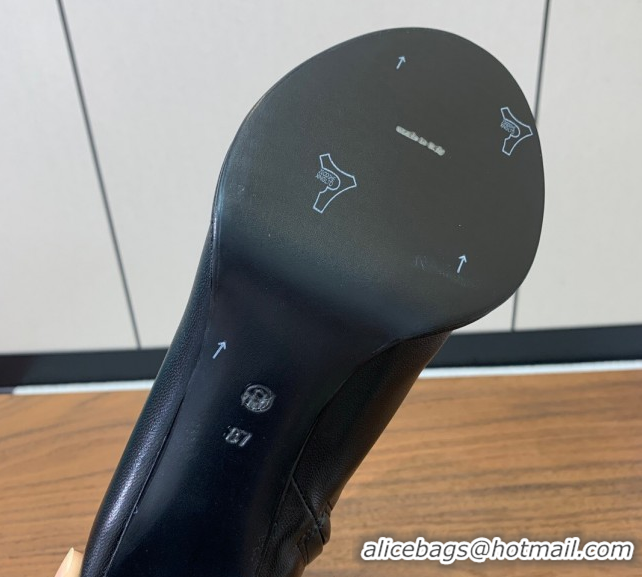 Luxurious The Row Leather Heel Ankle Boots 8cm TR102803 Black 2025