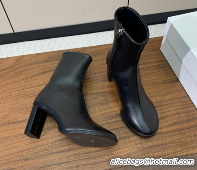 Luxurious The Row Leather Heel Ankle Boots 8cm TR102803 Black 2025