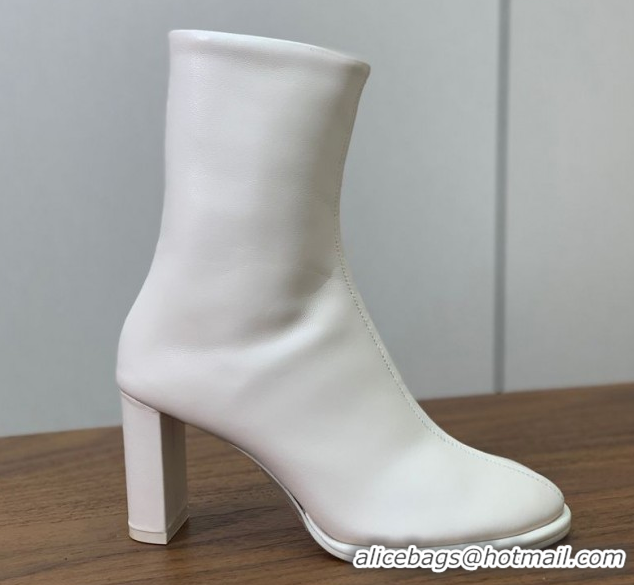 Charming The Row Leather Heel Ankle Boots 8cm TR102803 White 2025