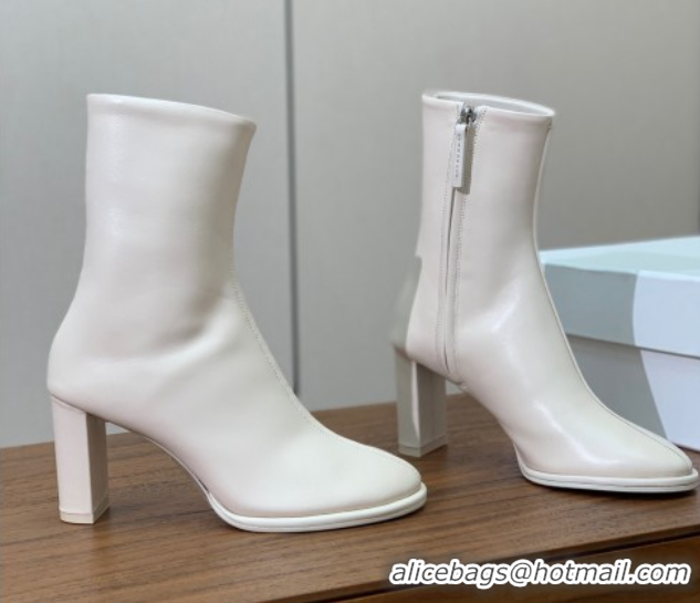 Charming The Row Leather Heel Ankle Boots 8cm TR102803 White 2025