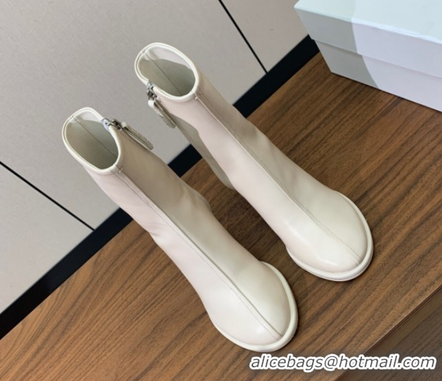 Charming The Row Leather Heel Ankle Boots 8cm TR102803 White 2025