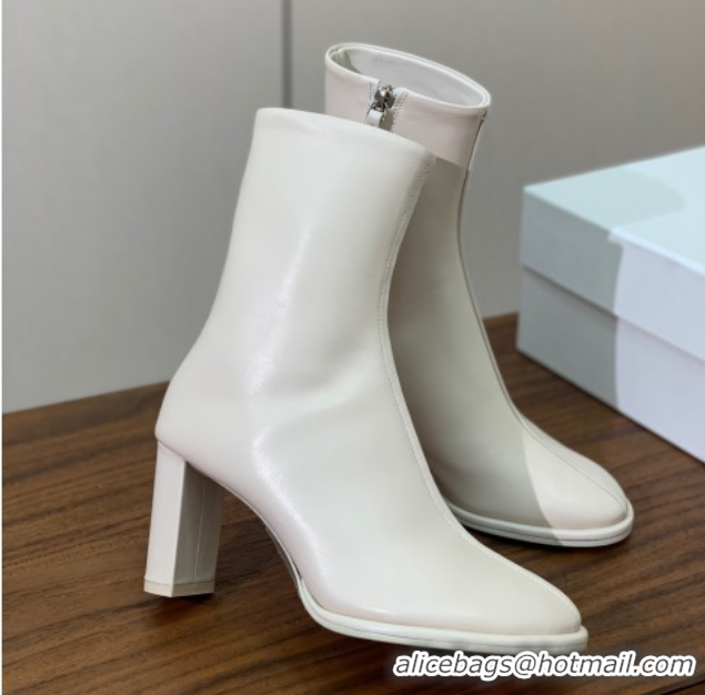 Charming The Row Leather Heel Ankle Boots 8cm TR102803 White 2025