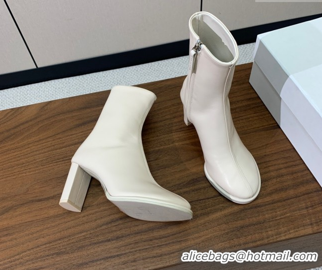Charming The Row Leather Heel Ankle Boots 8cm TR102803 White 2025