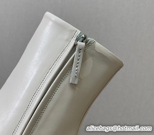 Charming The Row Leather Heel Ankle Boots 8cm TR102803 White 2025